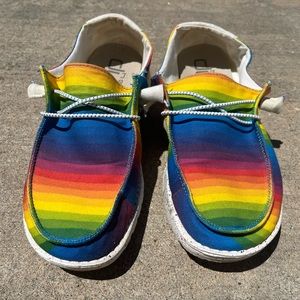 Limited Edition Pride Mens Hey Dudes. Size 9. Worn approx 3 times.